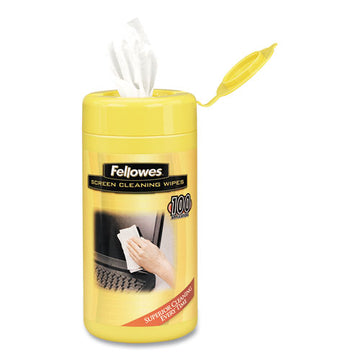 Fellowes® Screen Cleaning Wet Wipes, 5.12" X 5.90", 100-tub freeshipping - TVN Wholesale